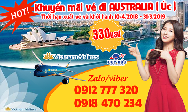 Vietnam Airlines khuyến mãi vé đi AUSTRALIA (Úc)