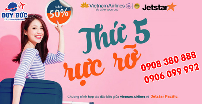 Thứ 5 rực rỡ giảm 50% giá vé nội địa từ Vietnam Airlines và Jetstar