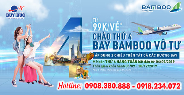 Thứ 4 Bamboo Airways ưu đãi giá vé chỉ từ 99k