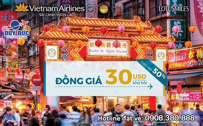 Vietnam Airlines khuyến mãi vé khứ hồi đi Đài Loan chỉ 30 USD